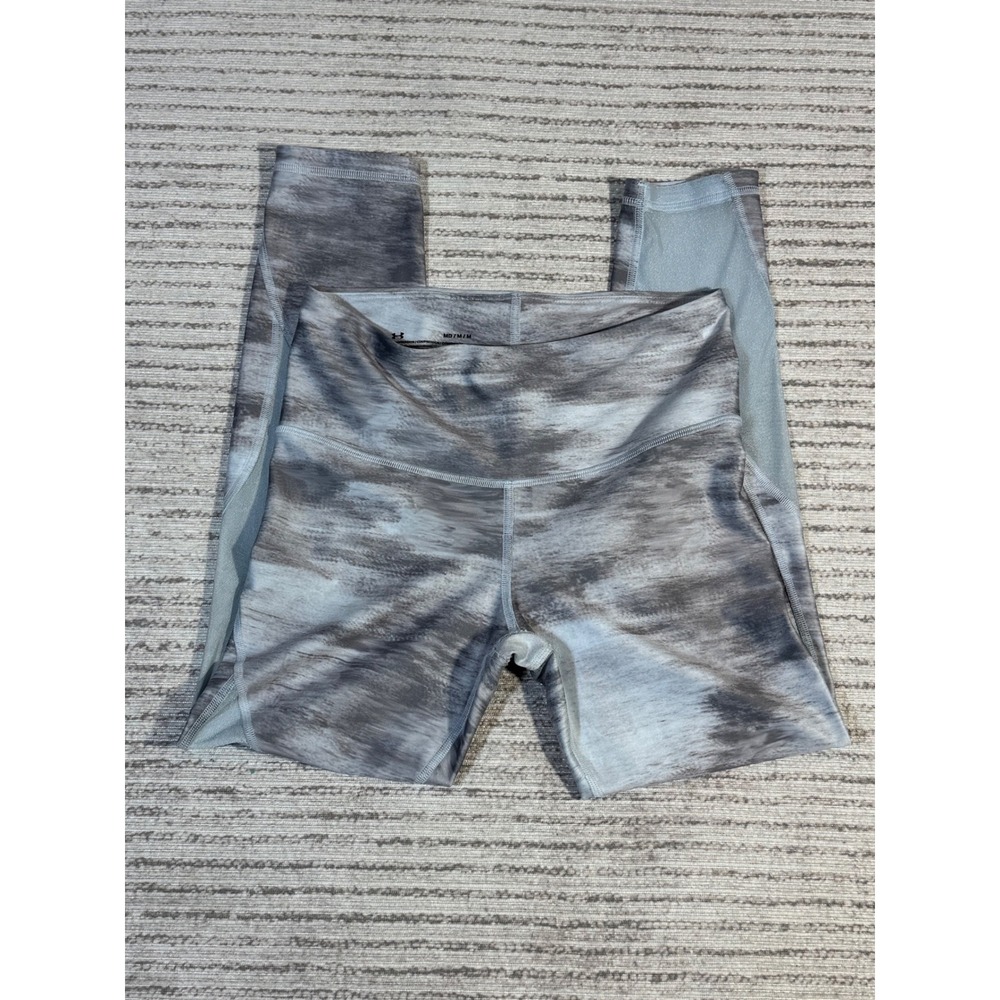 Under Armour HeatGear Compression Leggings Grey Abstract Mesh Panels Womens Med